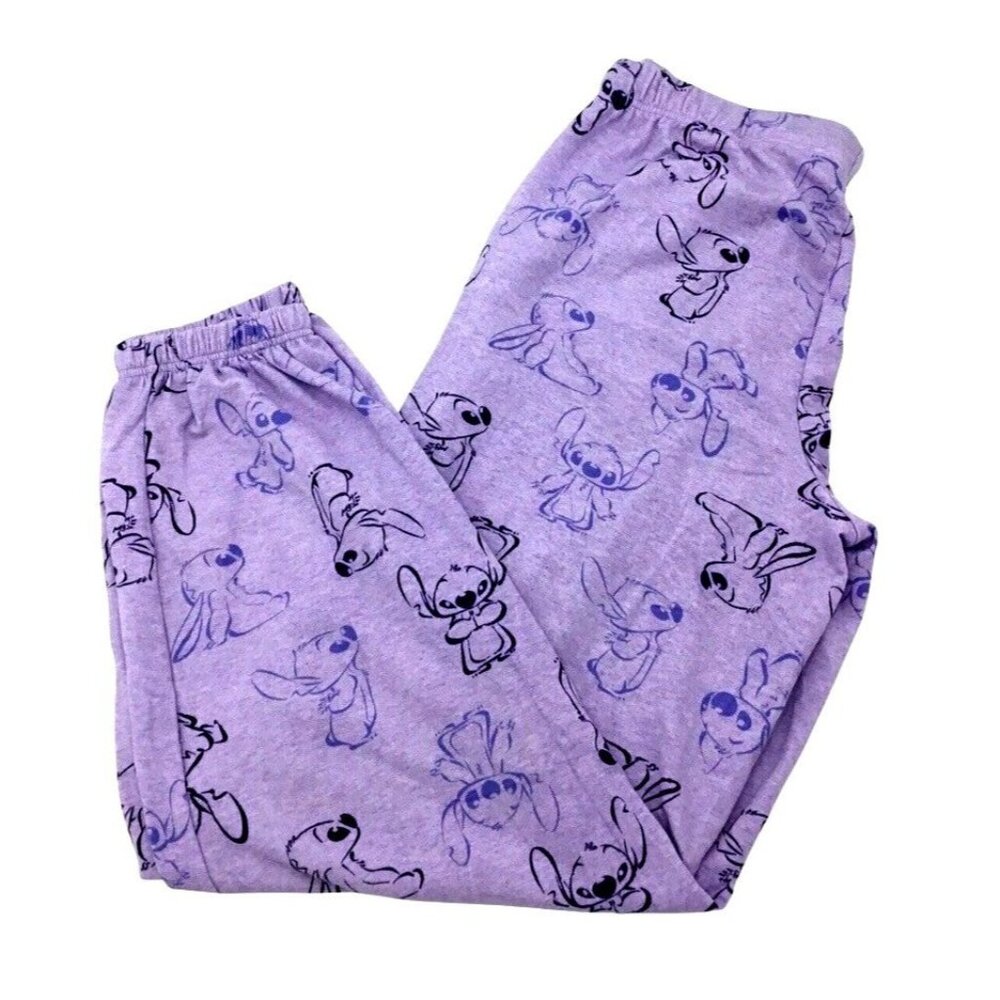 New Disney XS Pants PJs Lilo Stitch Pajama Sleepwear Fleece Lined Jogger Bottom